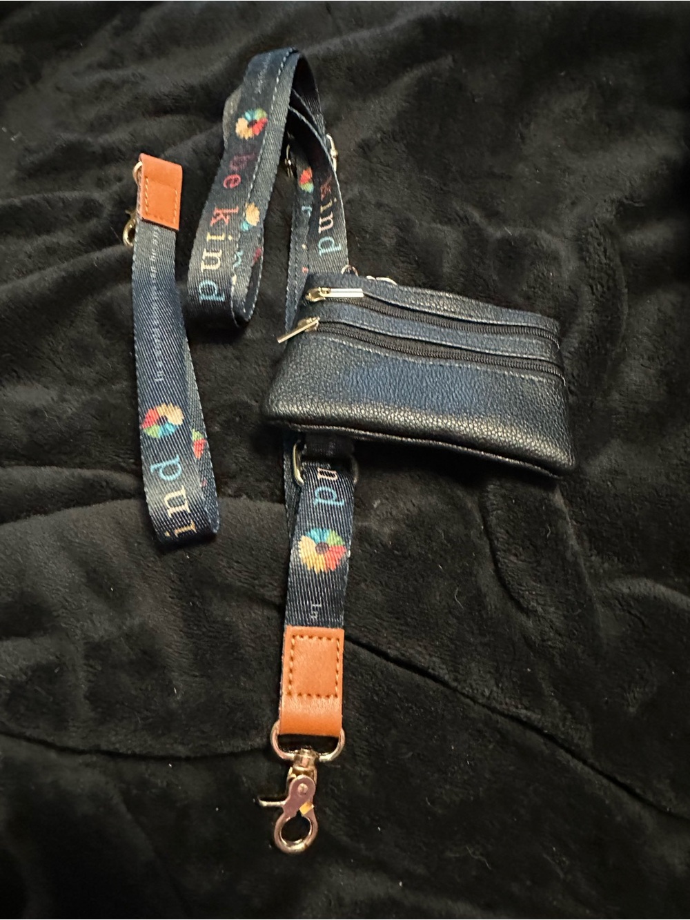 'Be Kind' Lanyard Wallet with Floral Accent